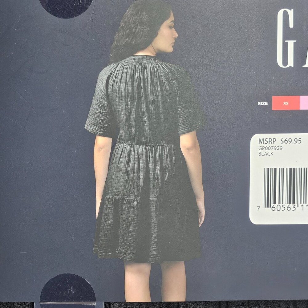 Gap Women's Cotton Crinkle Gauze Dress Relaxed Fit Short Sleeve - Picture 5 of 10